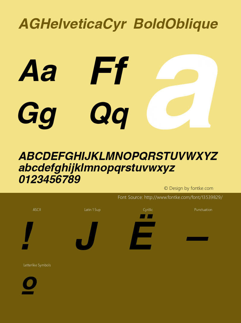 AGHelveticaCyr BoldOblique 001.000 Font Sample