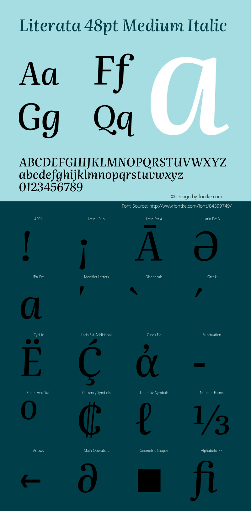 Literata 48pt Medium Italic Version 3.002 Font Sample
