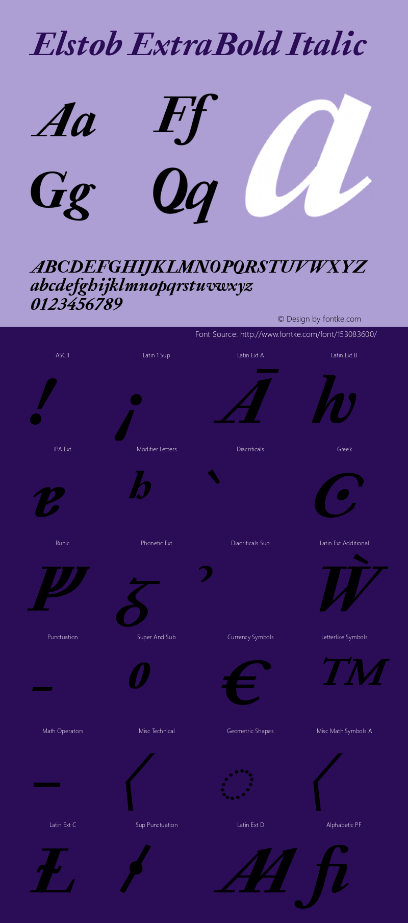 Elstob ExtraBold Italic Version 1.007; ttfautohint (v1.8.3) Font Sample