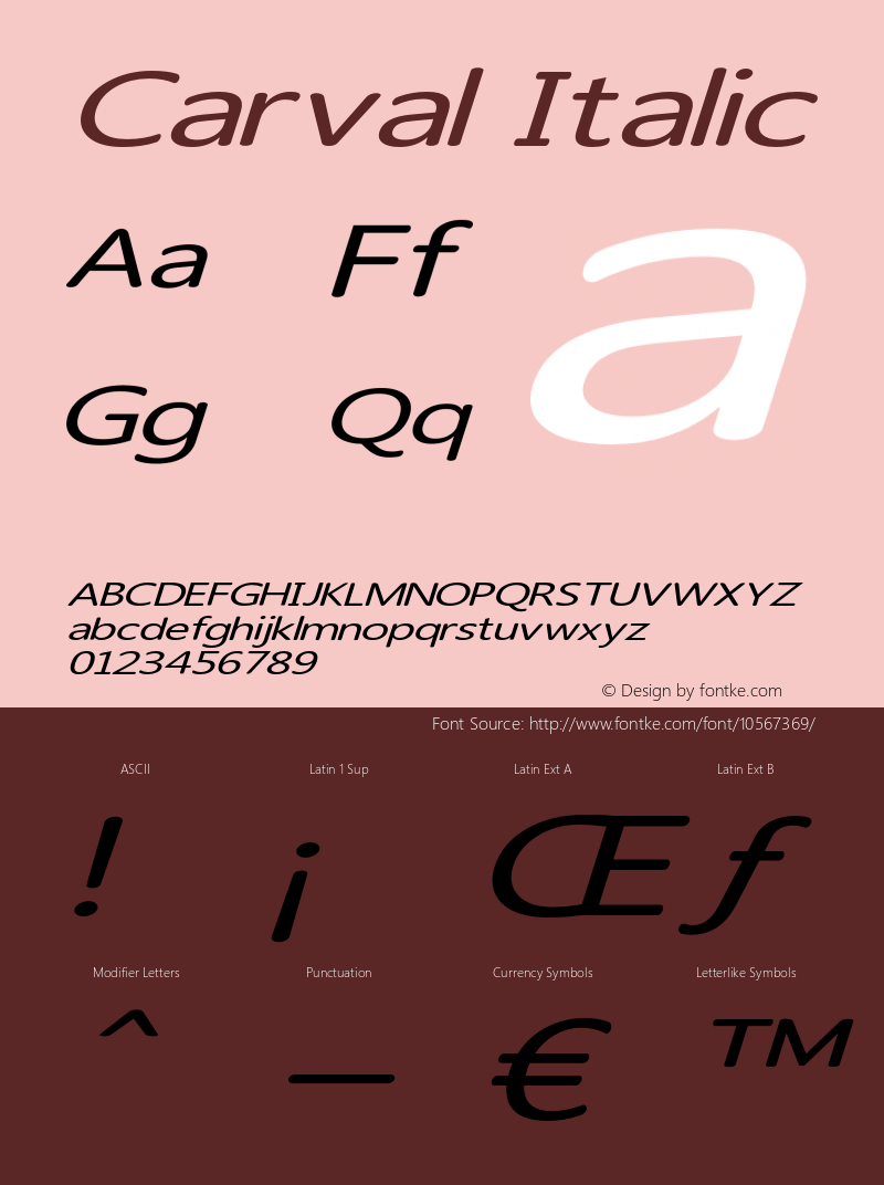 Carval Italic Version 1.000 Font Sample