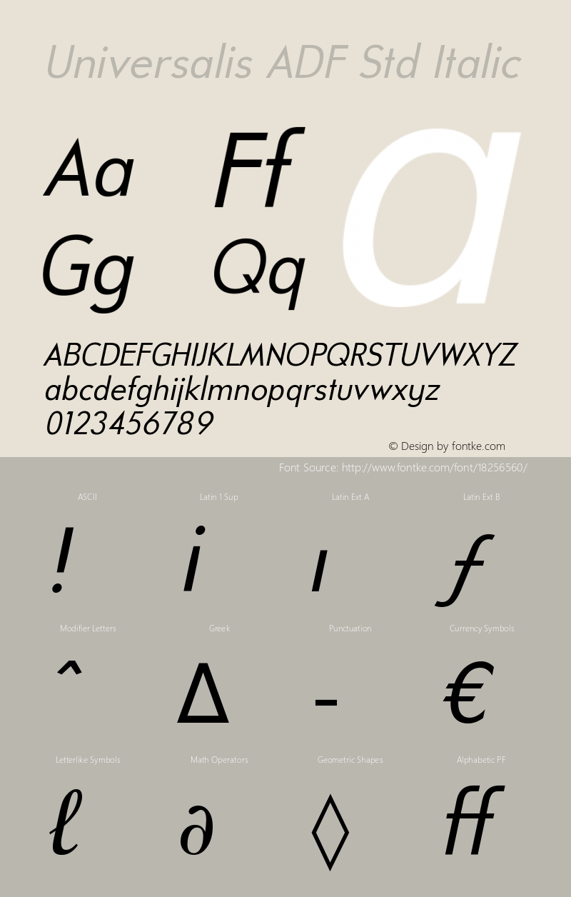 Universalis ADF Std Italic 1.009;FFEdit Font Sample