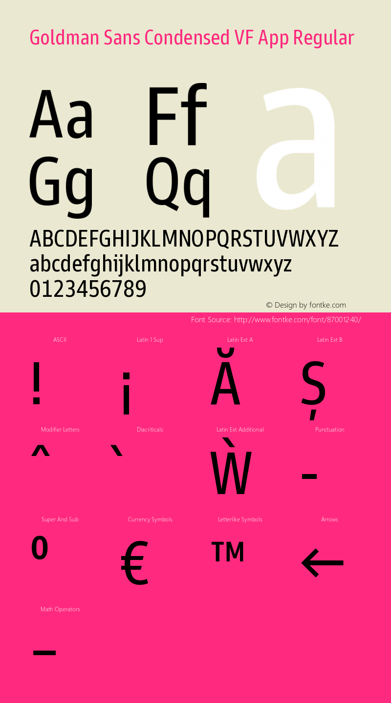 Goldman Sans Condensed VF App Version 1.100 Font Sample