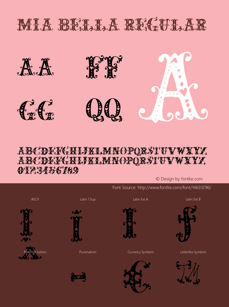 Mia Bella Regular 1.000 Font Sample