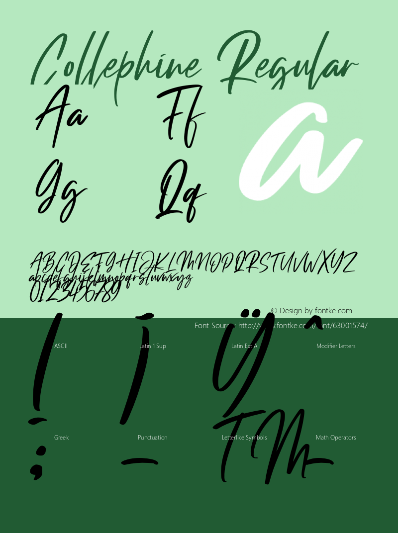 Collephine Version 1.00;May 12, 2020;FontCreator 12.0.0.2567 32-bit Font Sample