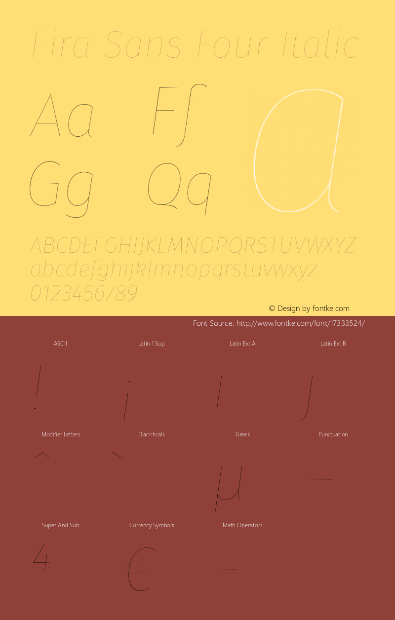 Fira Sans Four Italic Version 4.106 Font Sample