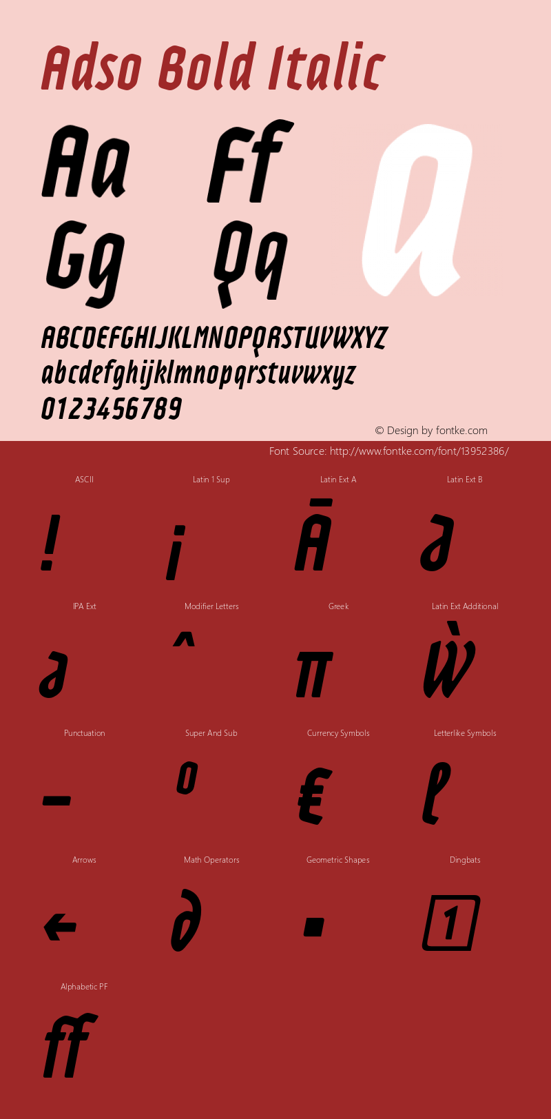 Adso Bold Italic Version 2.001 Font Sample