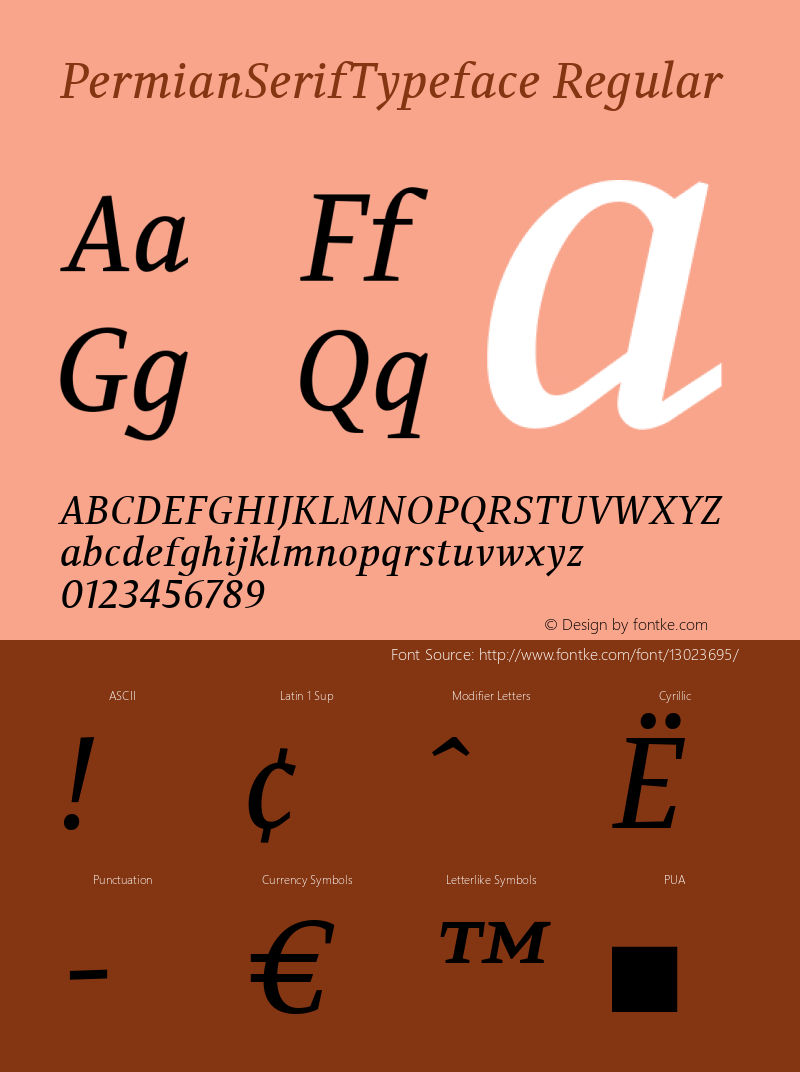 PermianSerifTypeface Regular Version 1.000 Font Sample