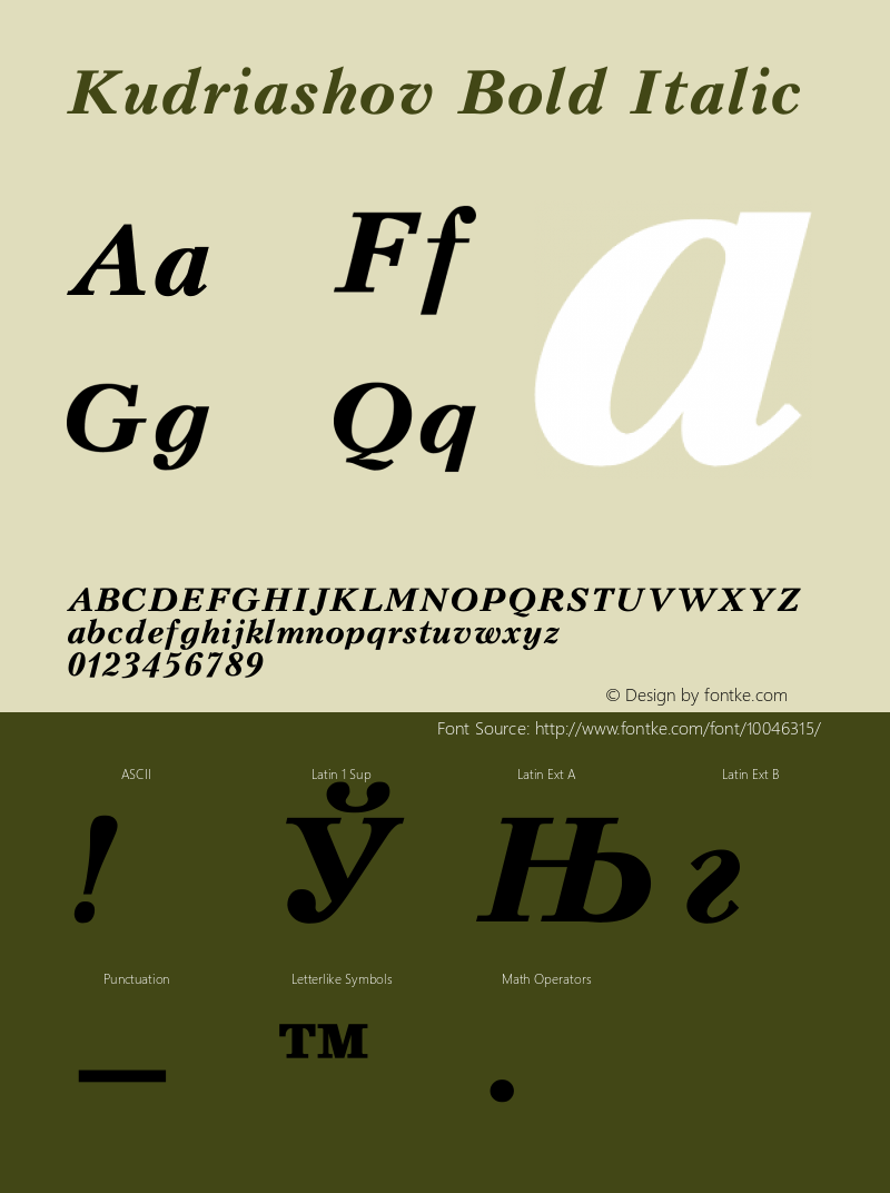 Kudriashov Bold Italic Converted from t:\KUDT.BF1 by ALLTYPE Font Sample