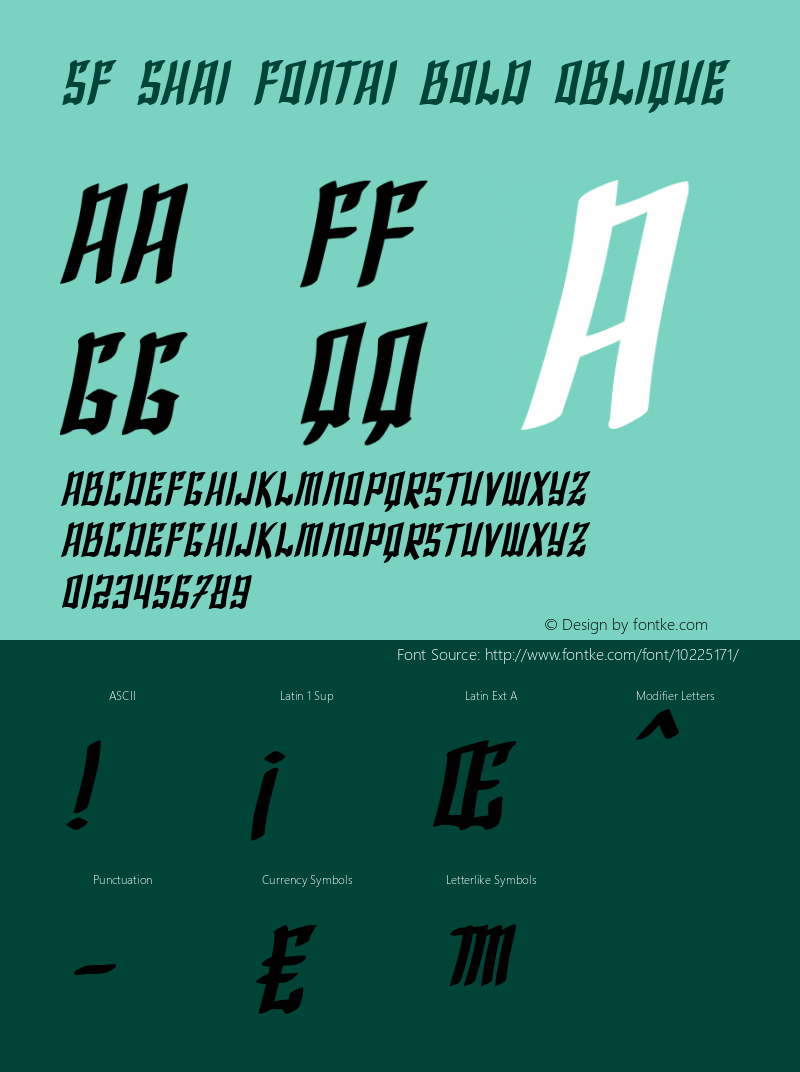 SF Shai Fontai Bold Oblique Version 1.1 Font Sample