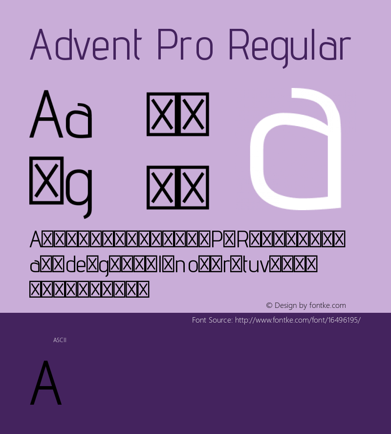Advent Pro Regular Version 2.003 Font Sample