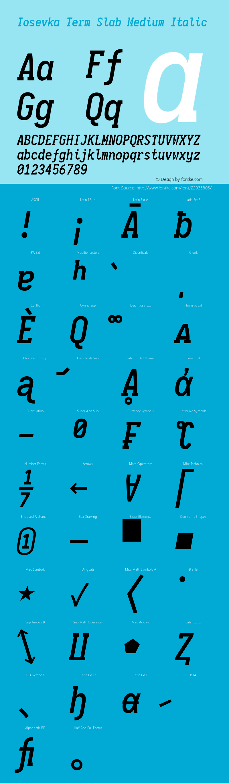 Iosevka Term Slab Medium Italic 1.13.0; ttfautohint (v1.6) Font Sample