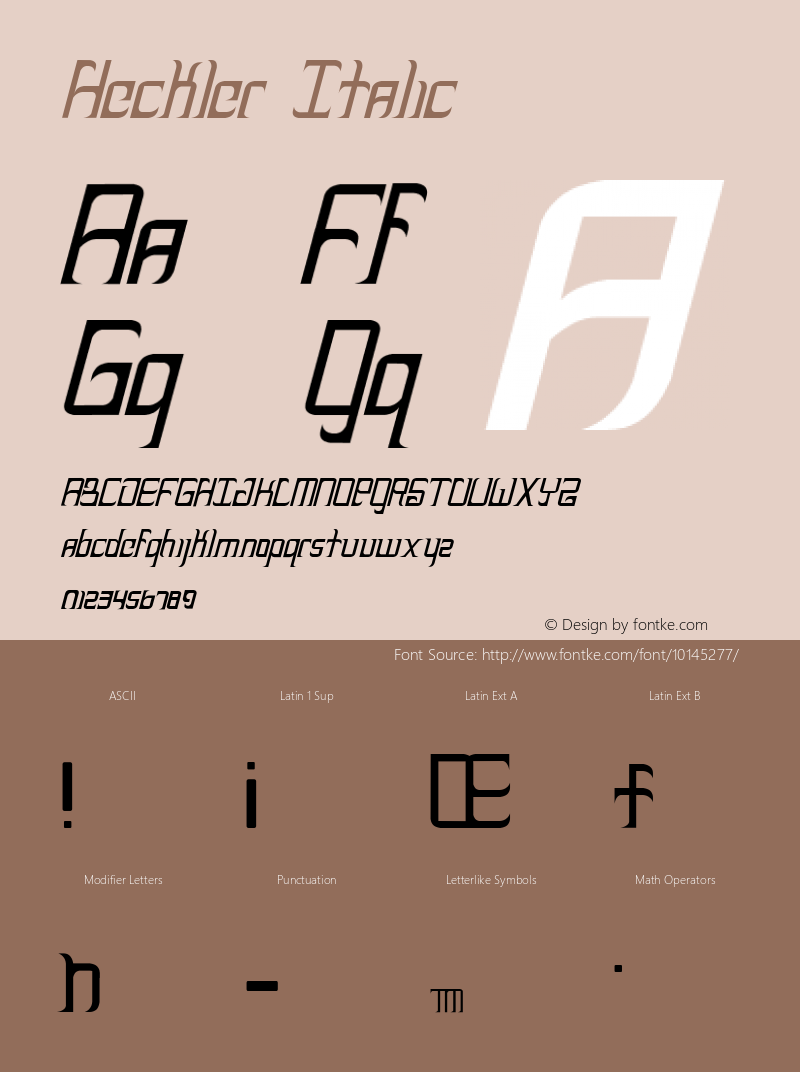 Heckler Italic Version 001.000 Font Sample