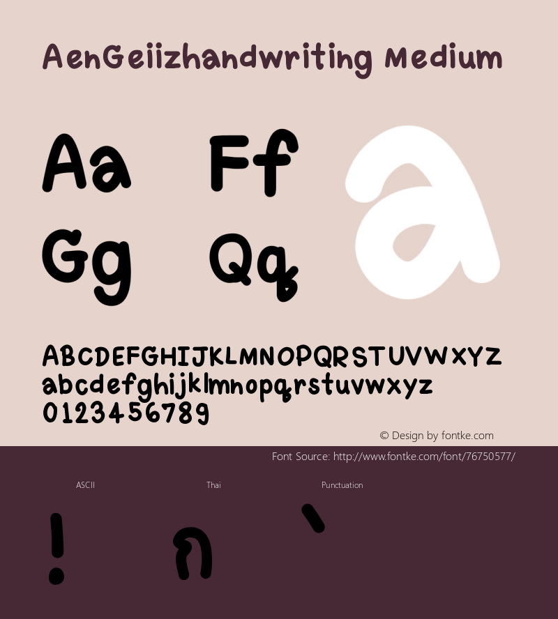 AenGeiizhandwriting Version 001.000 Font Sample