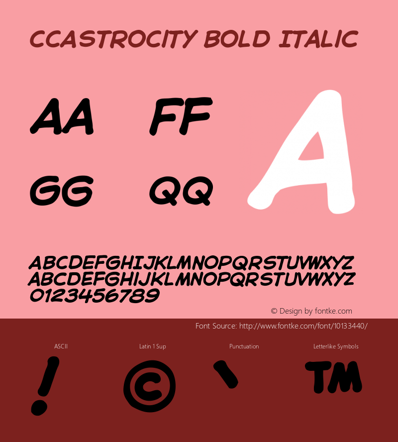 CCAstroCity Bold Italic 001.000 Font Sample
