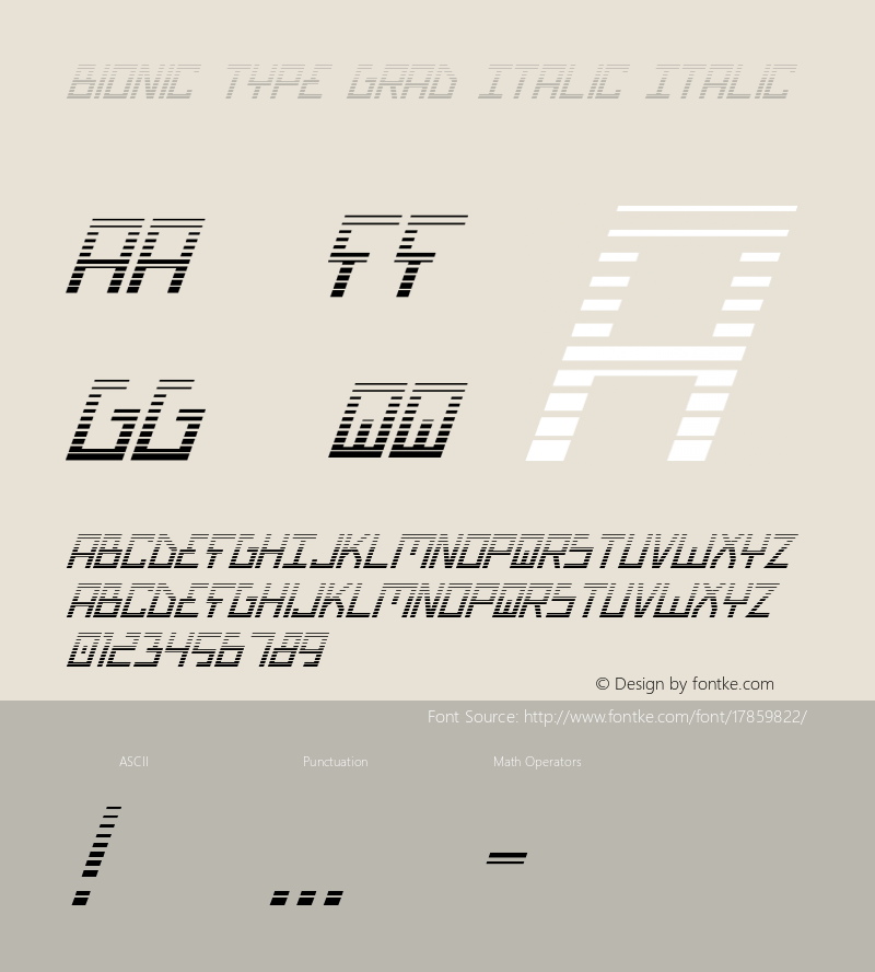 Bionic Type Grad Italic Italic Version 1 Font Sample