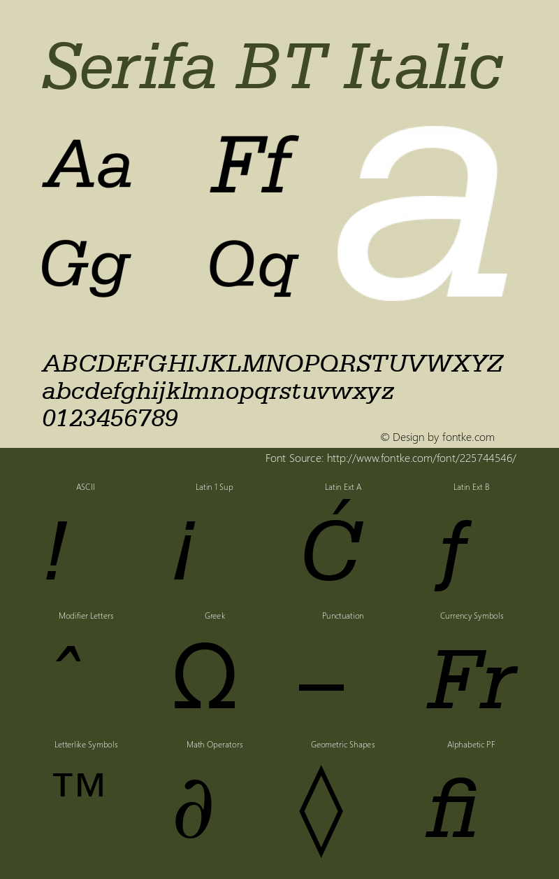 Serifa BT Italic Version 1.01 emb4-OT图片样张
