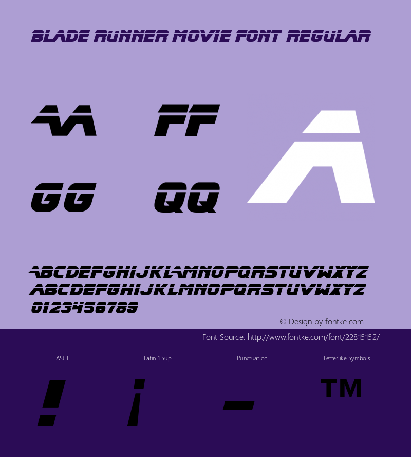 Blade Runner Movie Font Blade Runner Movie Font - v1.02 Friday, June 13, 1998 1:10:54 pm (EST) Font Sample