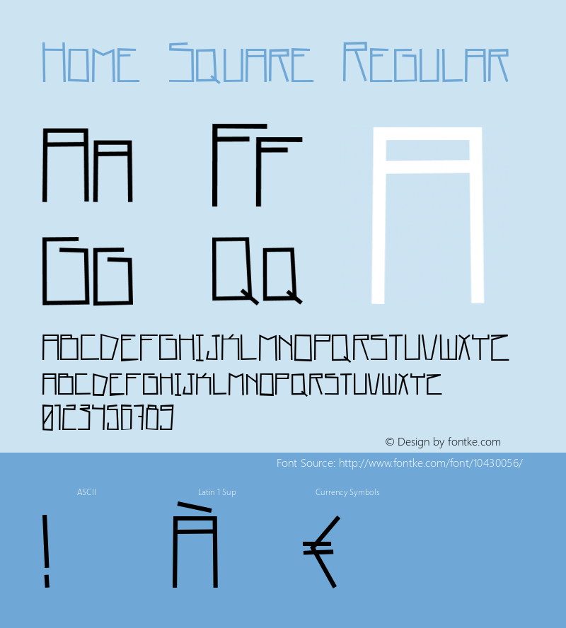 Home Square Regular Unknown Font Sample