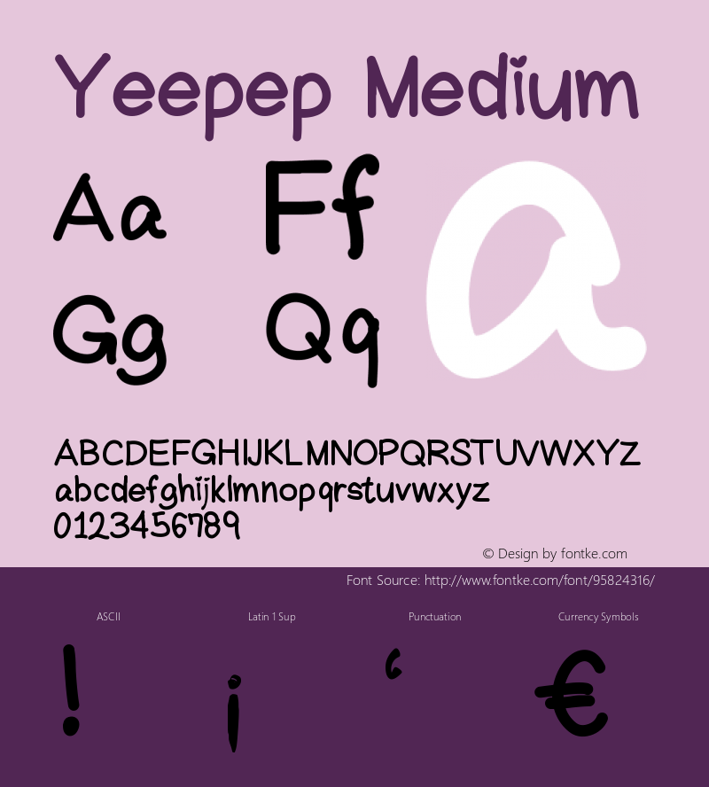 Yeepep Version 001.000 Font Sample