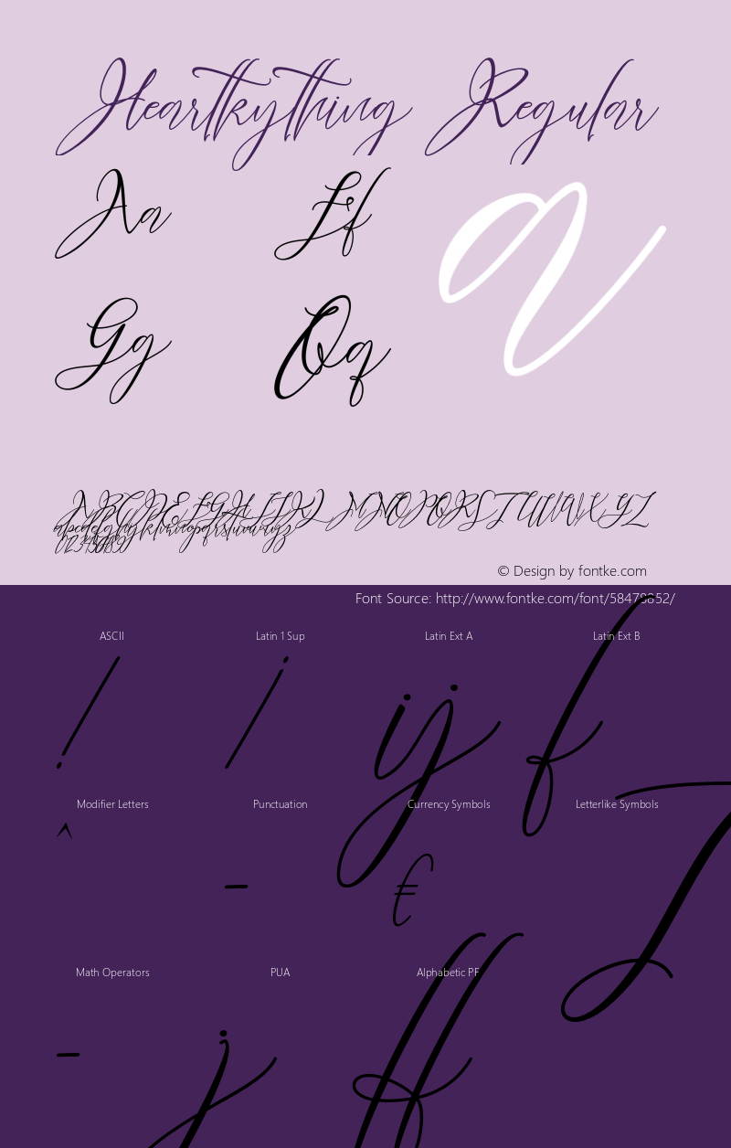 Heartkything Version 1.000 Font Sample