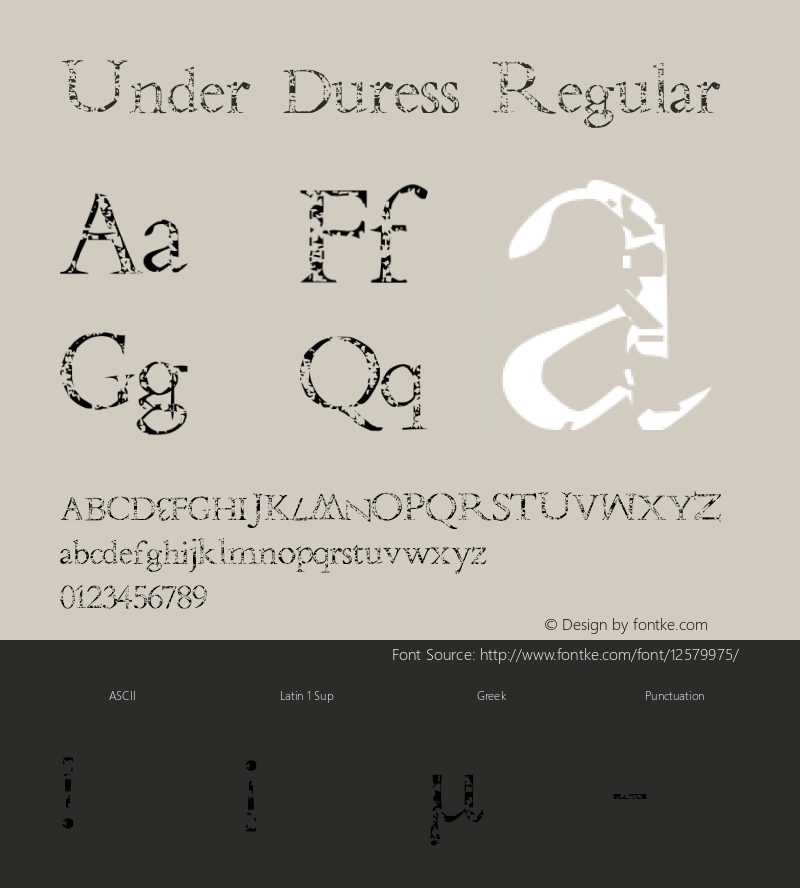 Under Duress Regular Macromedia Fontographer 4.1 6/13/99 Font Sample