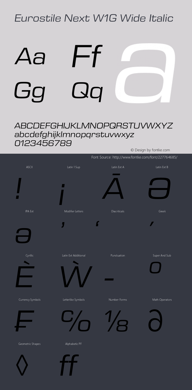 Eurostile Next W1G Wide Italic Version 1.00图片样张