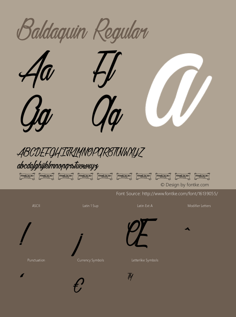 Baldaquin Regular Version 001.000 Font Sample