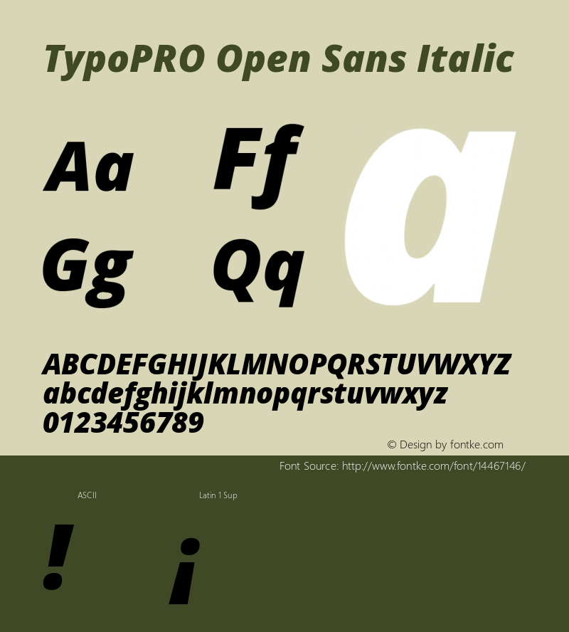 TypoPRO Open Sans Italic Version 1.10 Font Sample