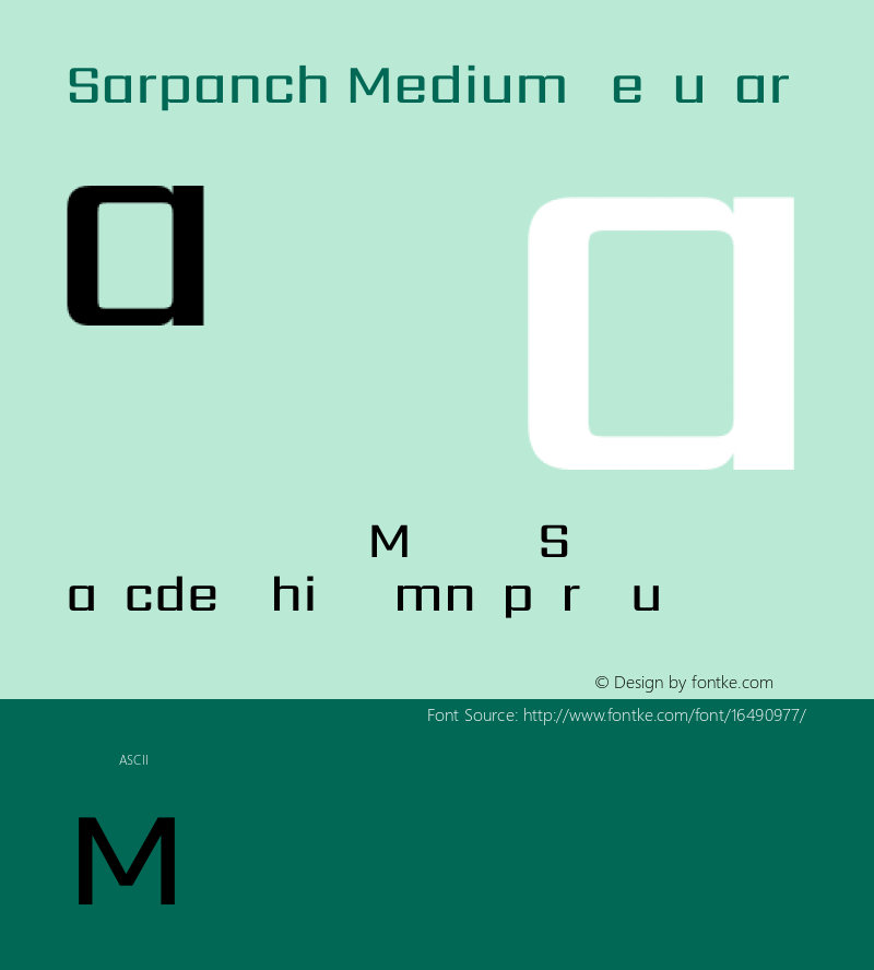 Sarpanch Medium Regular Version 2.003;PS 1.0;hotconv 1.0.78;makeotf.lib2.5.61930; ttfautohint (v1.1) -l 8 -r 50 -G 200 -x 14 -D latn -f deva -w gGD -W -c Font Sample