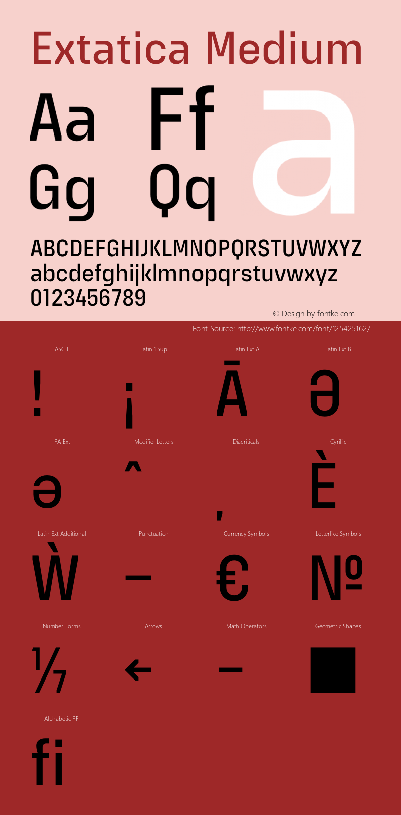 Extatica-Medium Version 1.000; ttfautohint (v0.97) -l 8 -r 50 -G 200 -x 14 -f dflt -w G Font Sample