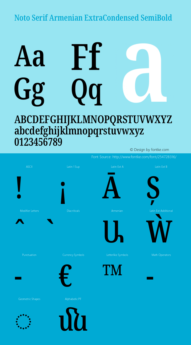 Noto Serif Armenian ExtraCondensed SemiBold Version 2.008图片样张