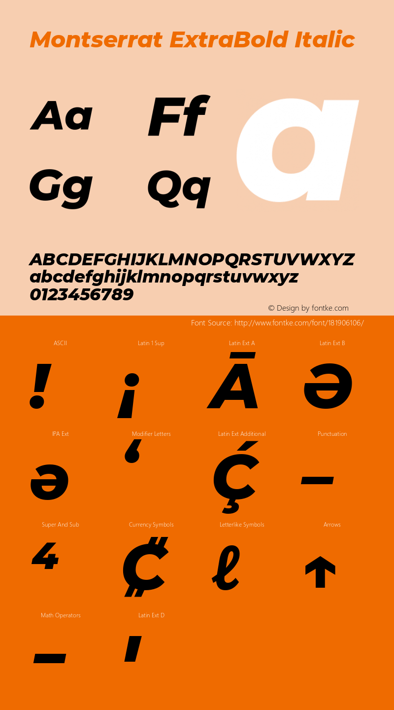 Montserrat ExtraBold Italic Version 7.200图片样张