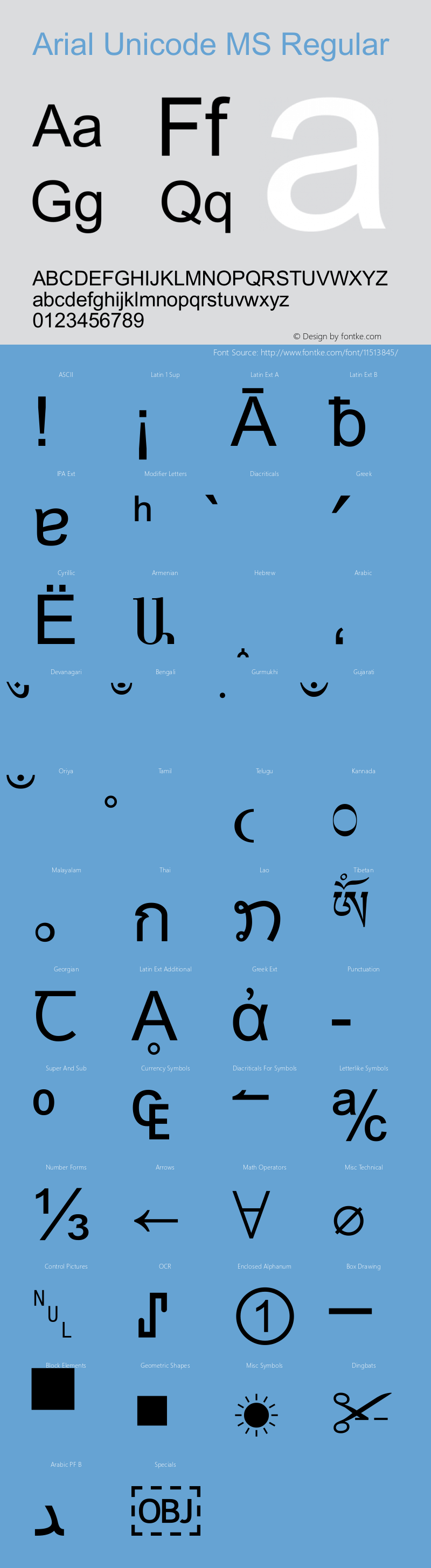 Arial Unicode MS Regular Unknown Font Sample