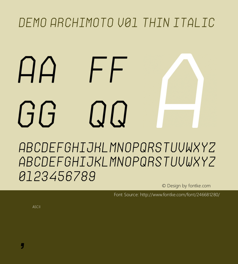 DemoArchimotoV01-ThinItalic Version 1.000图片样张