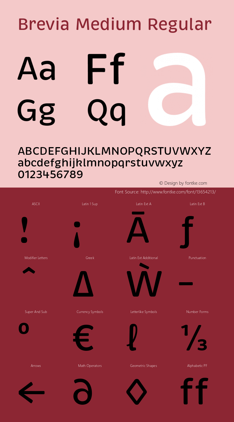 Brevia Medium Regular Version 1.000 Font Sample