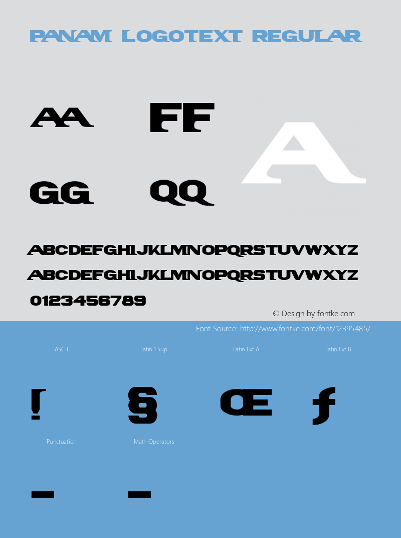 PanAm LogoText Regular 1.0 Font Sample