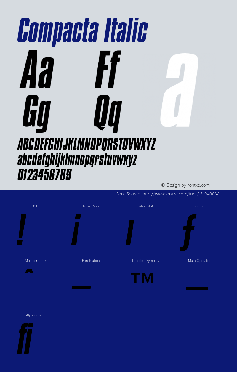 Compacta Italic Version 003.001 Font Sample