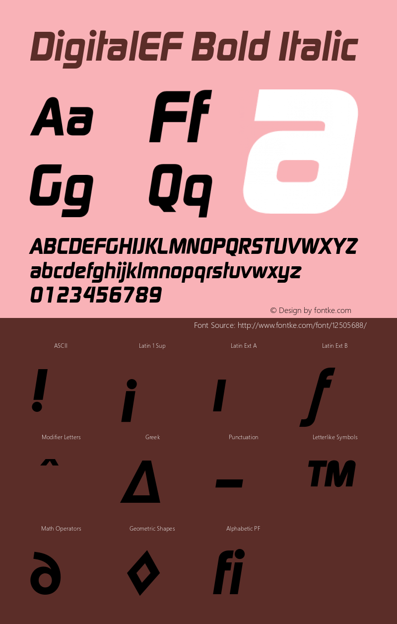 DigitalEF Bold Italic 001.000 Font Sample