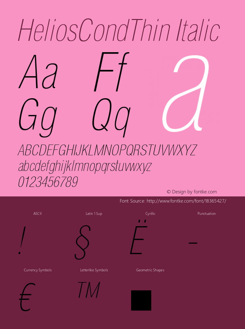 HeliosCondThin Italic OTF 1.0;PS 001.001;Core 116;AOCW 1.0 161 Font Sample