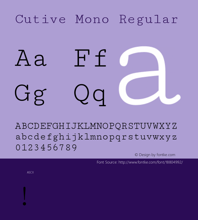 Cutive Mono Regular Version 1.100; ttfautohint (v1.4.1) Font Sample