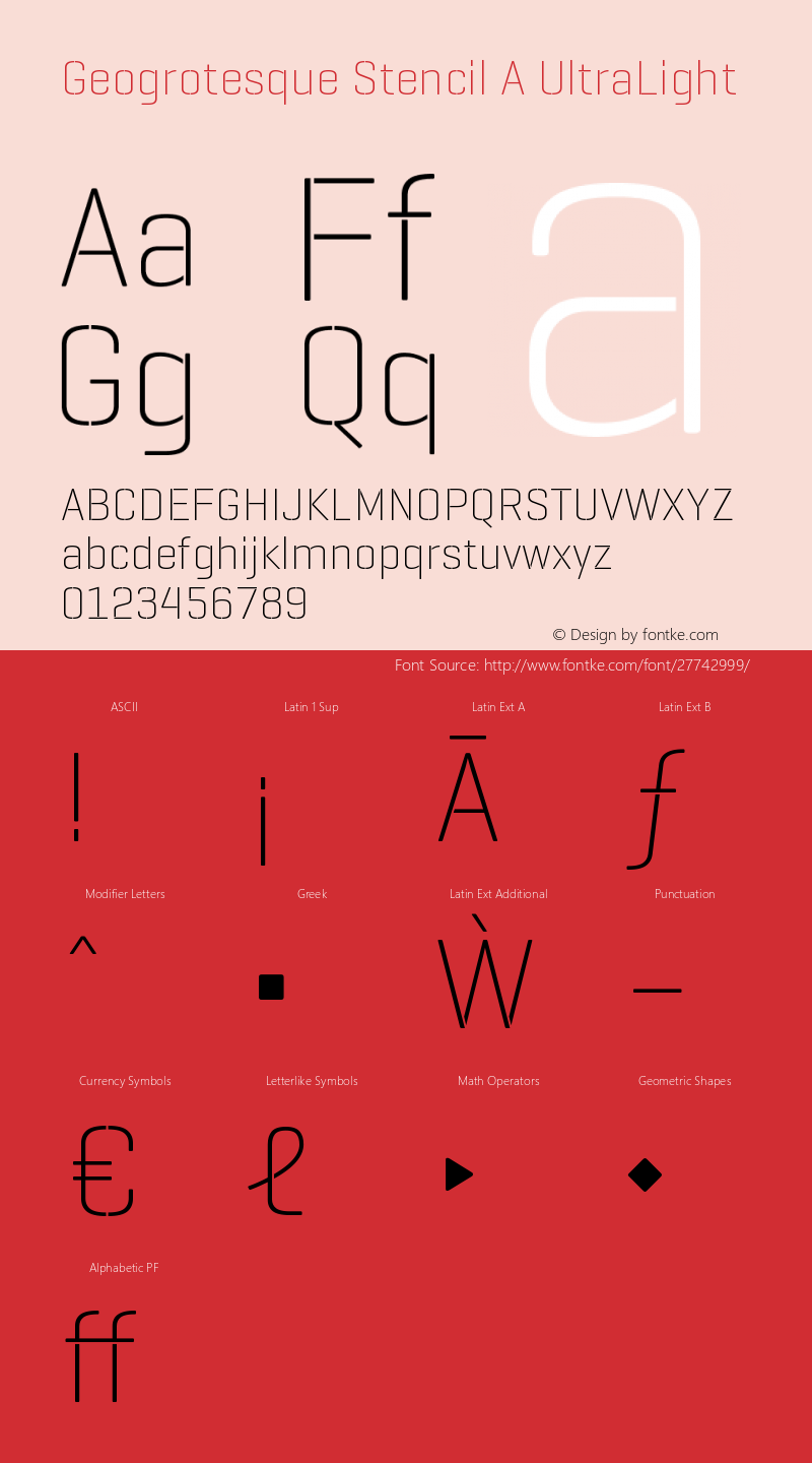 GeogrotesqueStencilA-Ul Version 1.000 Font Sample