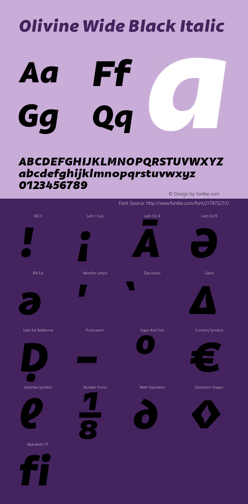 Olivine Wide Black Italic Version 1.000;PS 001.000;hotconv 1.0.88;makeotf.lib2.5.64775图片样张