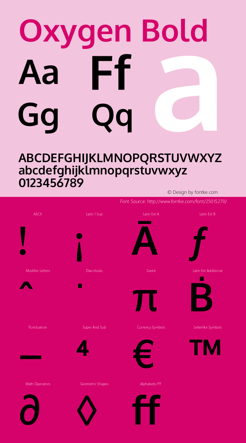 Oxygen Bold Version 0.2.3 webfont Font Sample