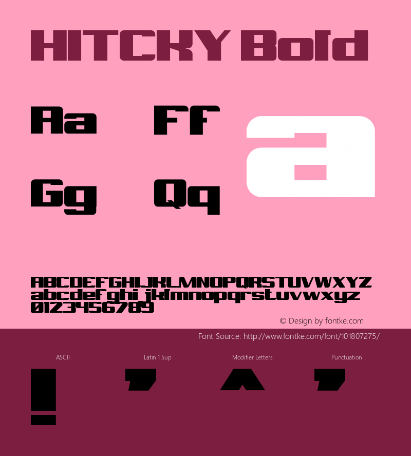 HITCKY Bold Version 1.000 Font Sample