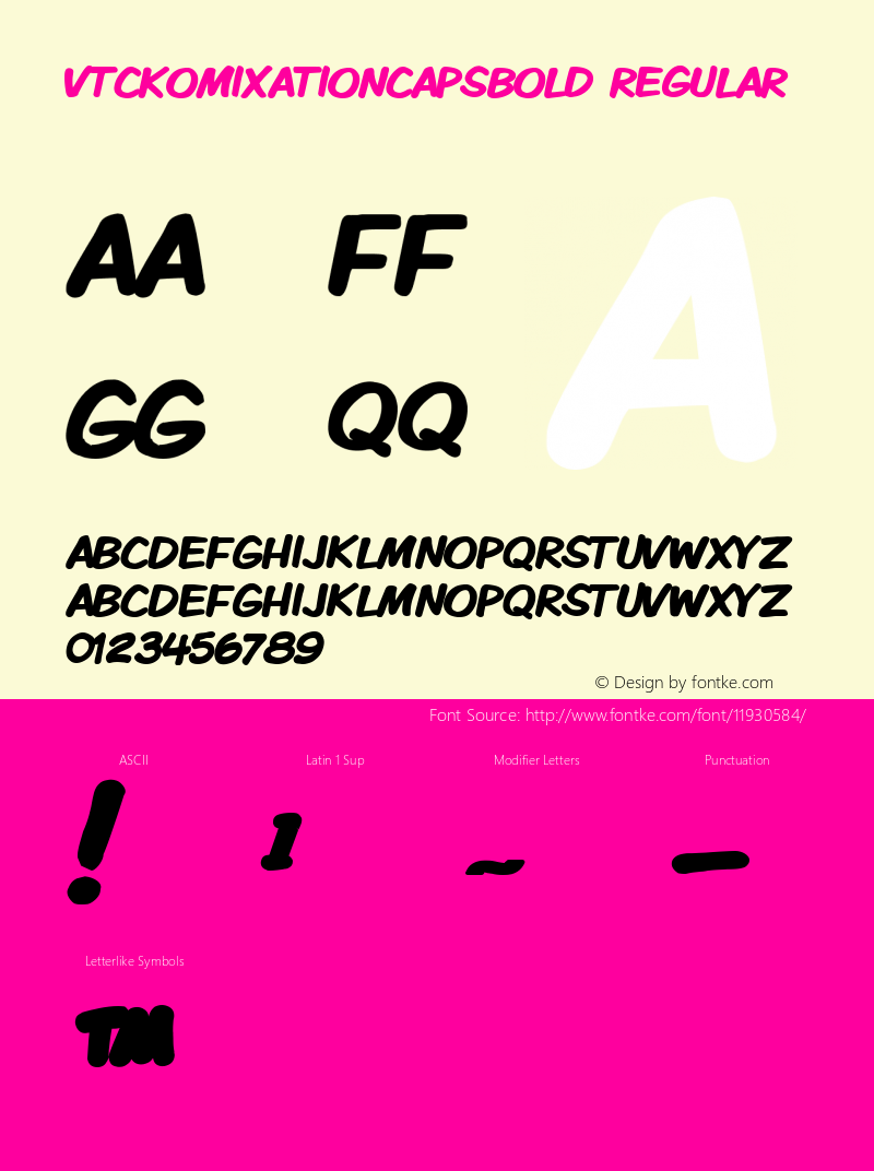 VTCKomixationCapsBold Regular 1999; 1.0, initial release Font Sample