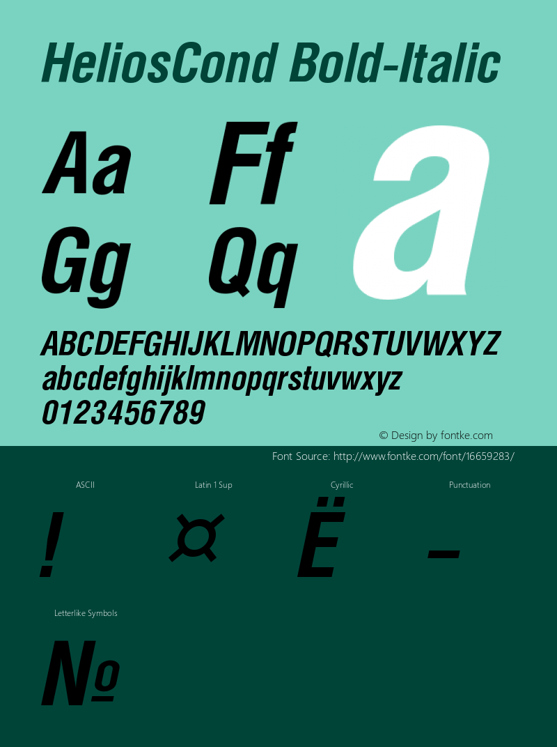 HeliosCond Bold-Italic Version 004.001 Font Sample