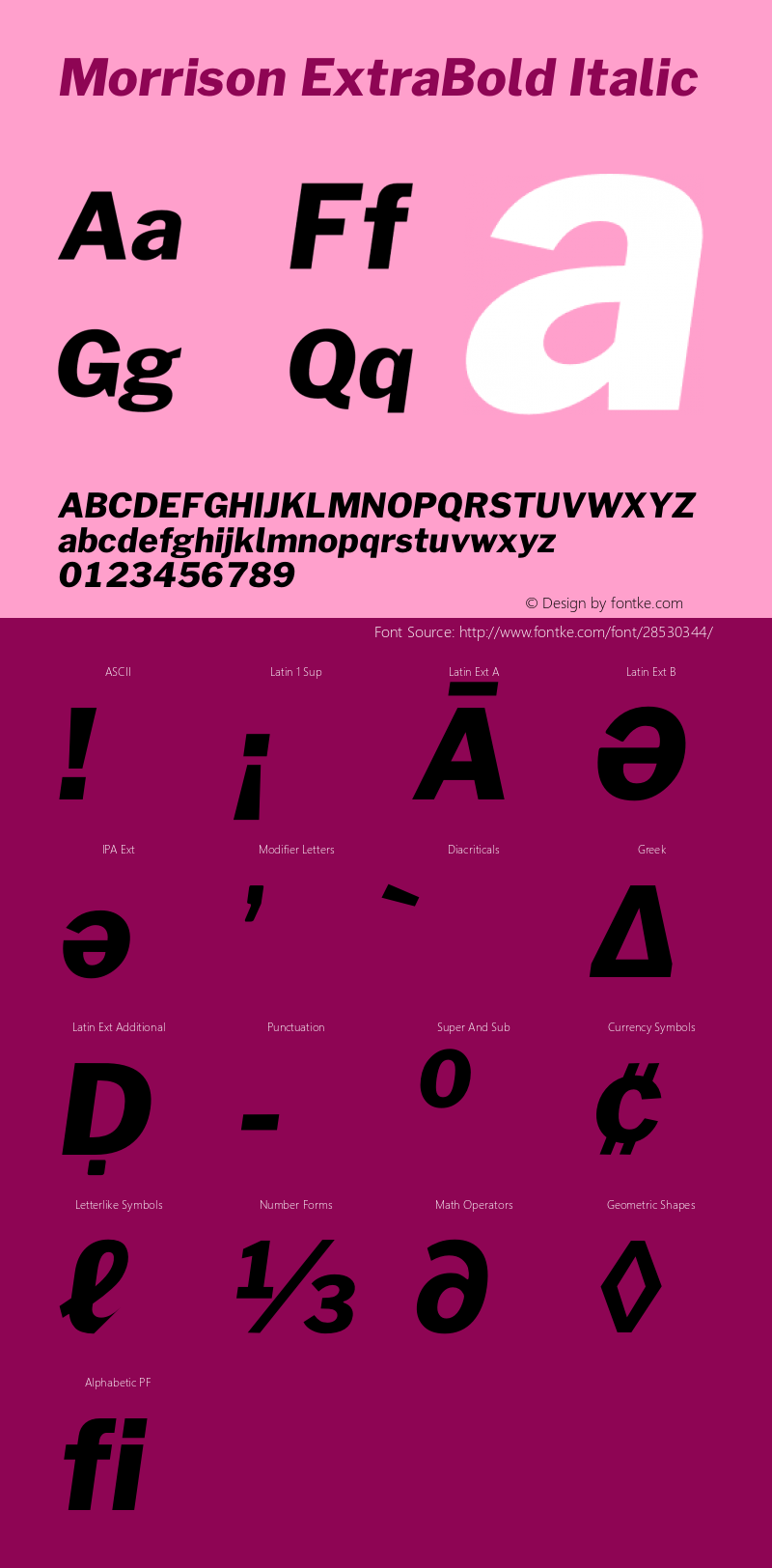 Morrison ExtraBold Italic Version 0.018;February 2, 2019;FontCreator 11.5.0.2425 64-bit Font Sample