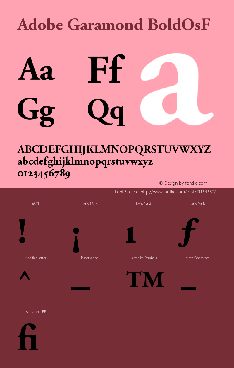 Adobe Garamond Bold Oldstyle Figures Version 001.002 Font Sample