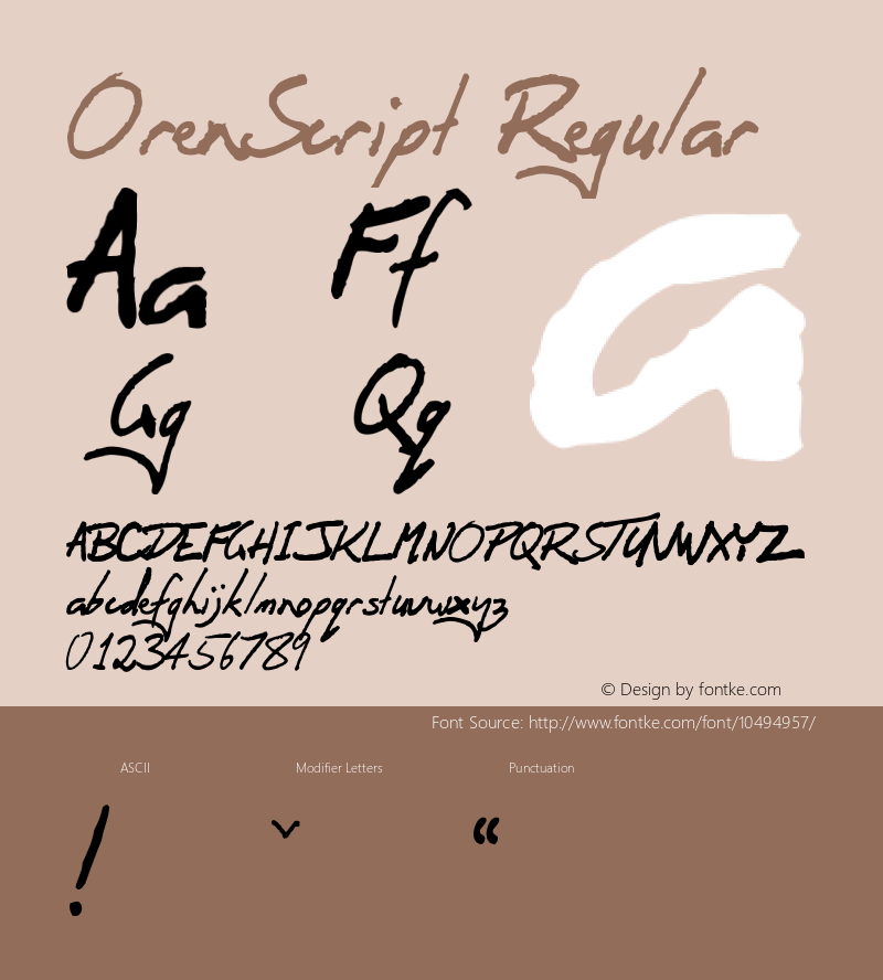 OrenScript Regular Version 1.000 Font Sample