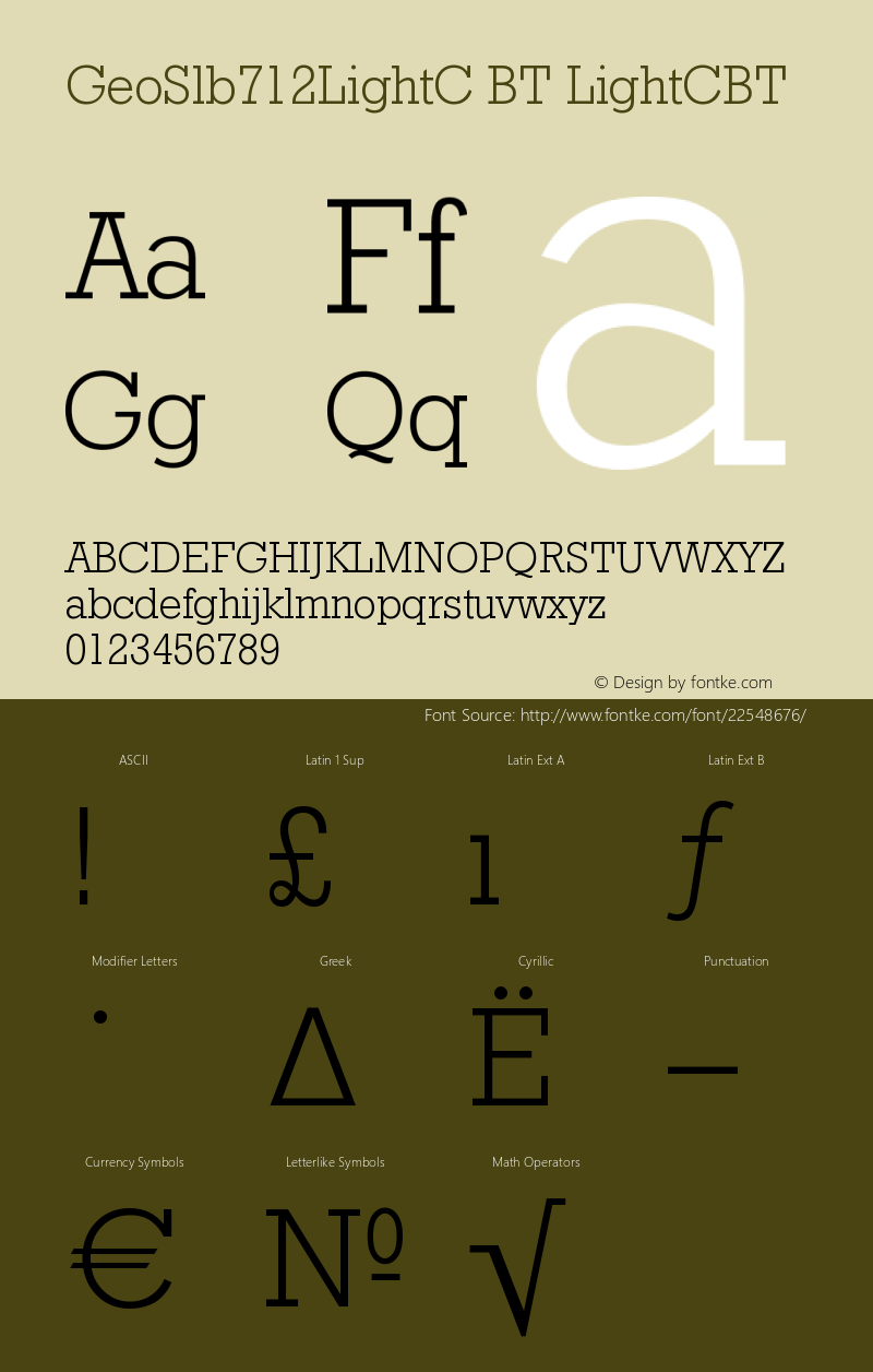 GeoSlb712LightC BT Version 001.000 Font Sample